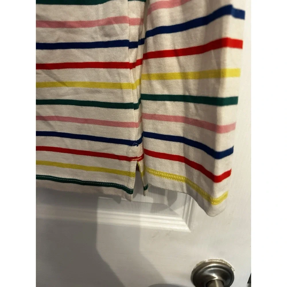 NWT‎ Boden Girls 15-16 y Shirt Striped Long Sleeve Boat Neck Top Rainbow Cotton
